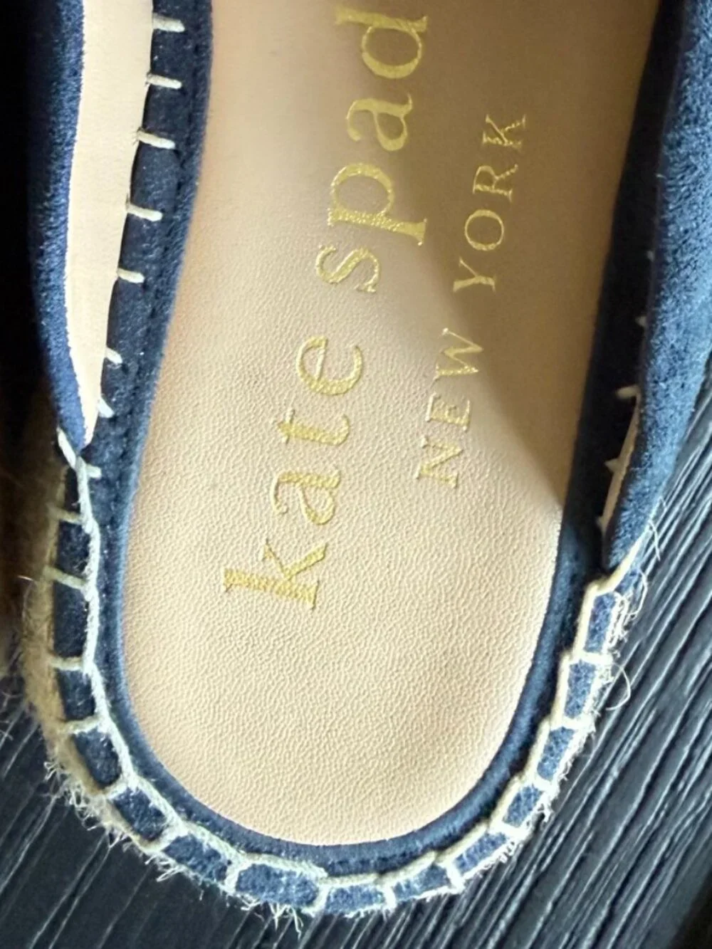 Kate Spade Navy Suede Espadrille Mules Size 6